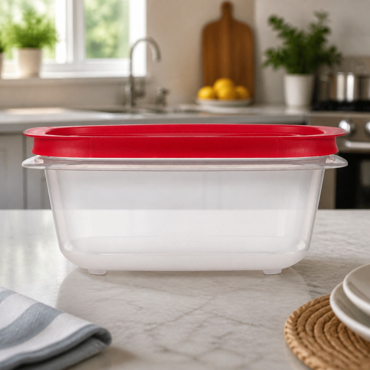 Meal Prep Containers - ภาชนะเก็บอาหารทรงสี่เหลี่ยมผืนผ้าสีแดงพร้อมฝาปิดที่ใช้งานง่ายสำหรับการเตรียมอาหารในครัว ตัวช่วยจัดเก็บอาหารเหลือที่ทนทาน