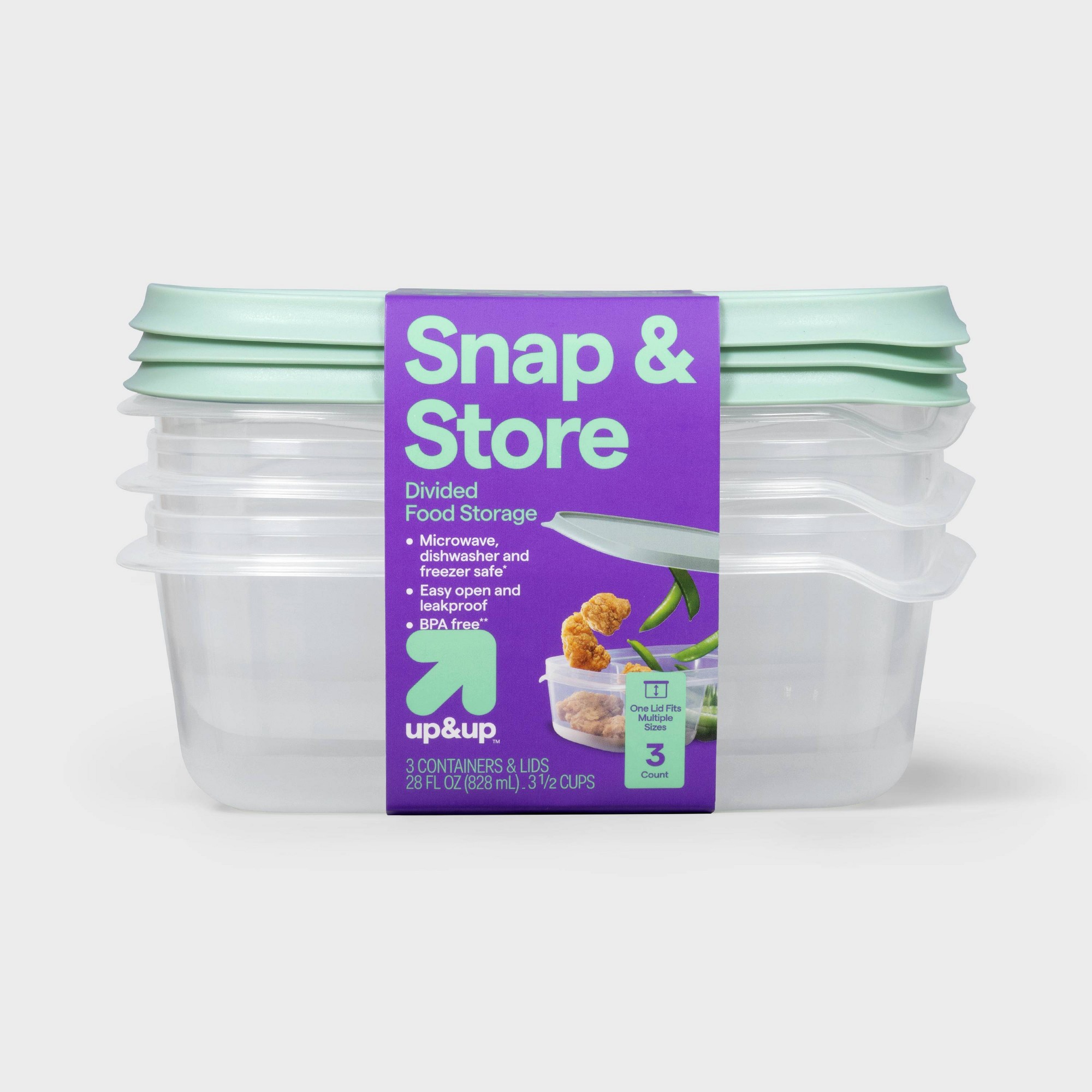 Meal Prep Containers - กล่องเก็บอาหารพลาสติกใสแบบแบ่งช่อง 3 ชิ้น พร้อมฝาปิดแบบล็อค สำหรับเตรียมอาหารและจัดระเบียบอาหารกลางวัน