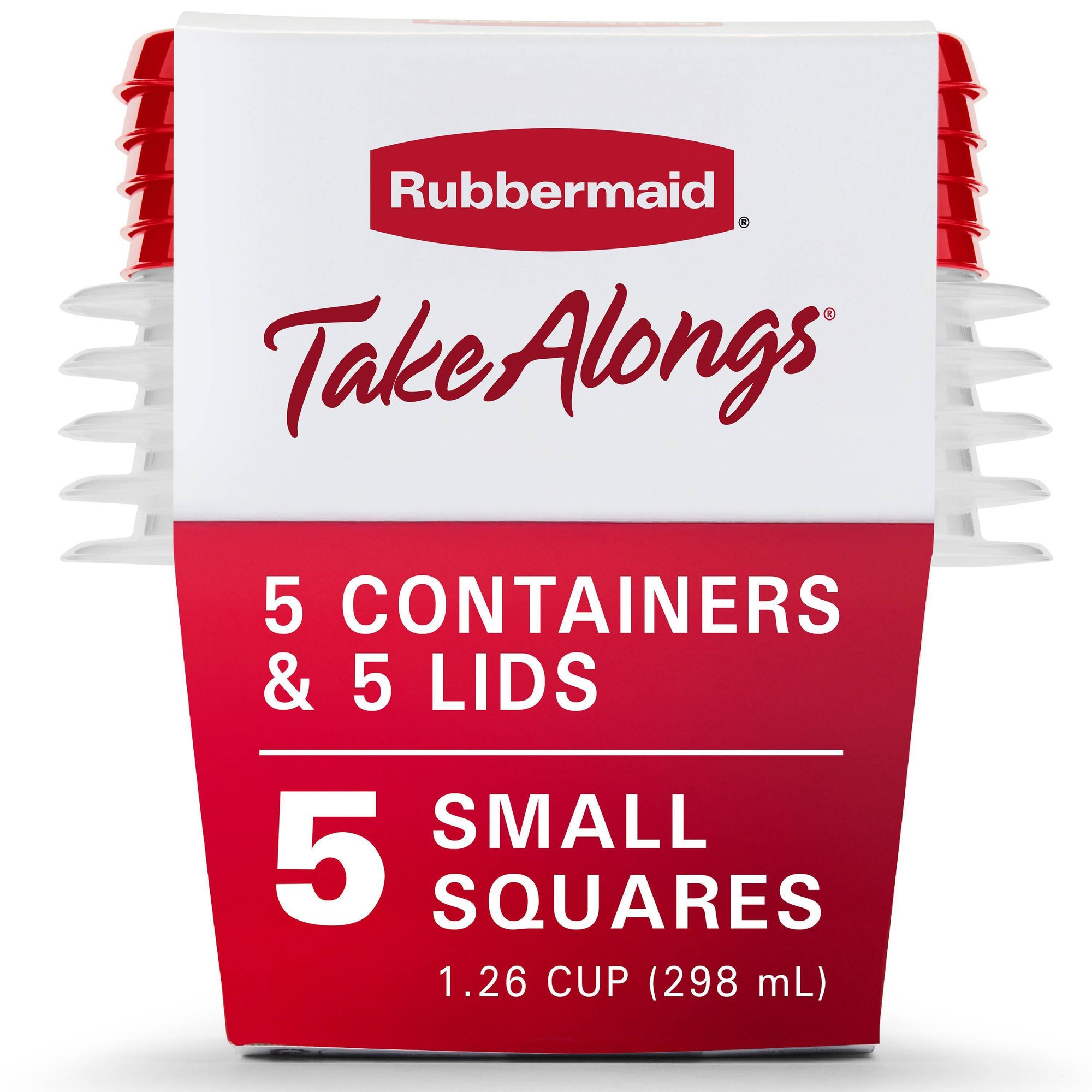 Meal Prep Containers - ชุดภาชนะเก็บอาหารฝาสีแดง 5 ชิ้น, ชามพลาสติกใช้ซ้ำได้ขนาด 1.26 คัพ