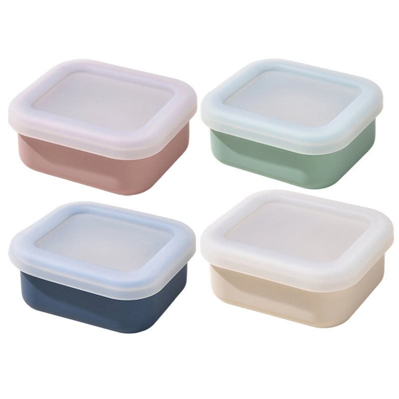 Meal Prep Containers - แม่พิมพ์ซิลิโคนสำหรับแช่แข็ง AB33-4-Pack พร้อมฝาปิด สำหรับซุป ซอส สตูว์