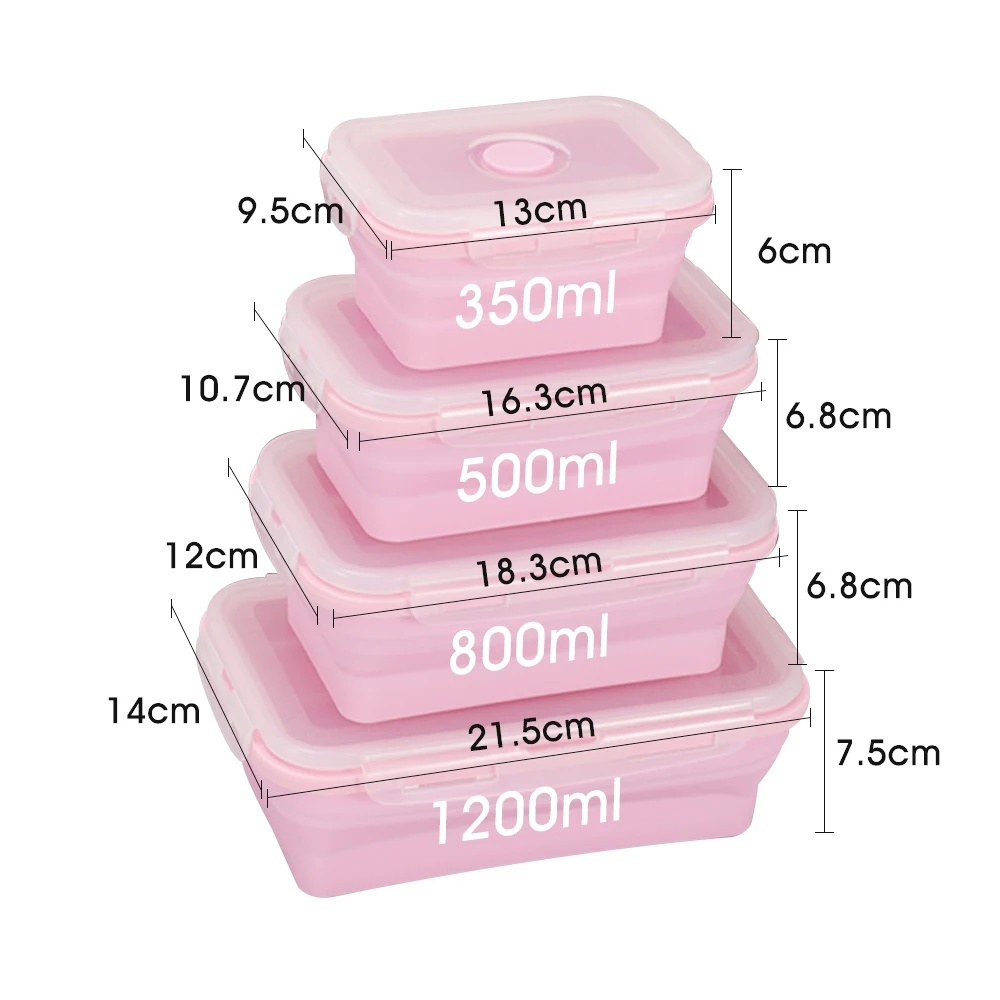Meal Prep Kit - ภาชนะเก็บอาหารแบบพับได้พร้อมฝาและช่องใส่อาหารขนาด11.8ออนซ์ set wadah เตรียมอาหารแบบซิลิโคนสำหรับซ้อนในครัว