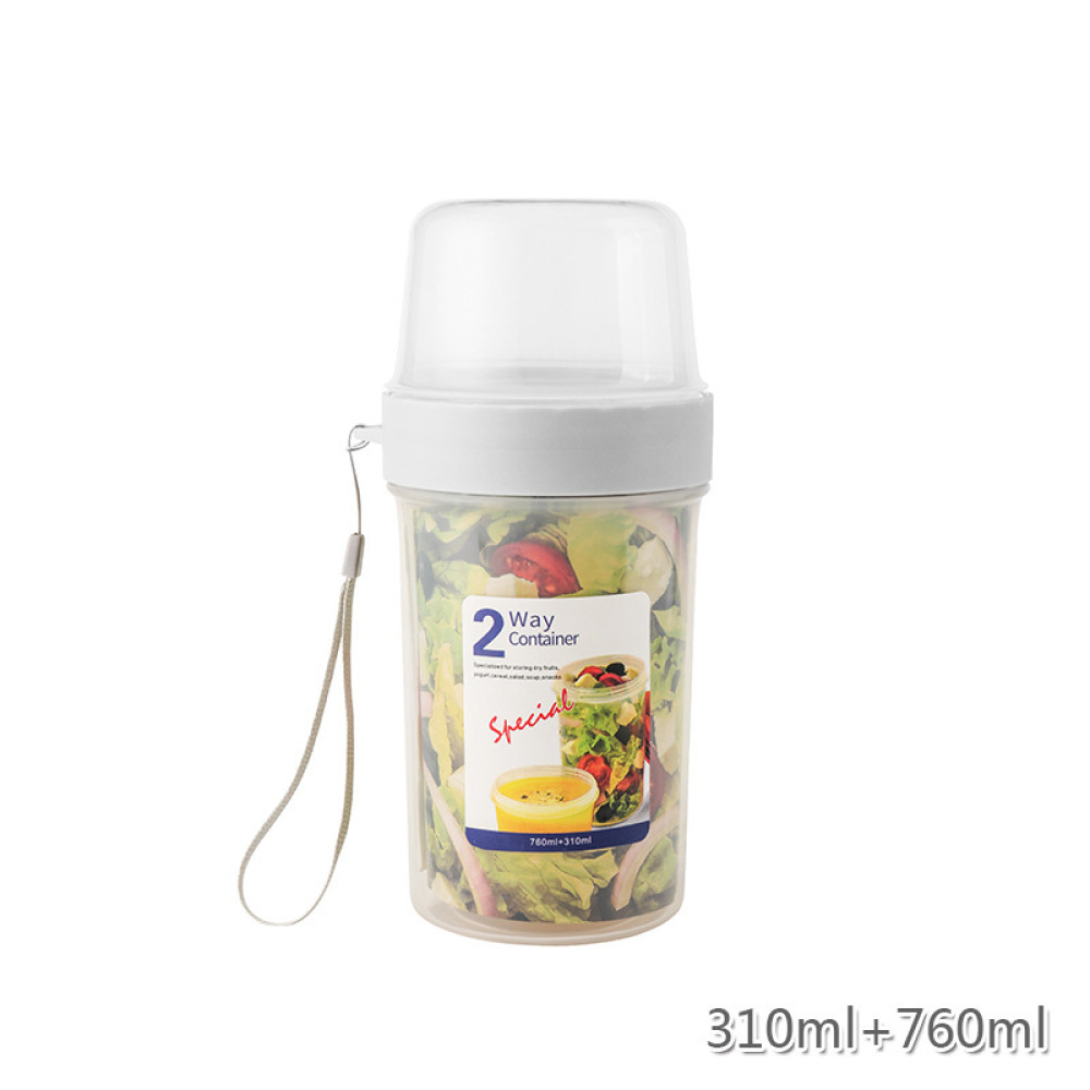 Meal Prep Organizer - กล่องใส่อาหารสองชั้นป้องกันการรั่วซึมแบบพกพาสำหรับอาหารเด็ก โยเกิร์ต สลัด ผลไม้ ขนม ของว่าง