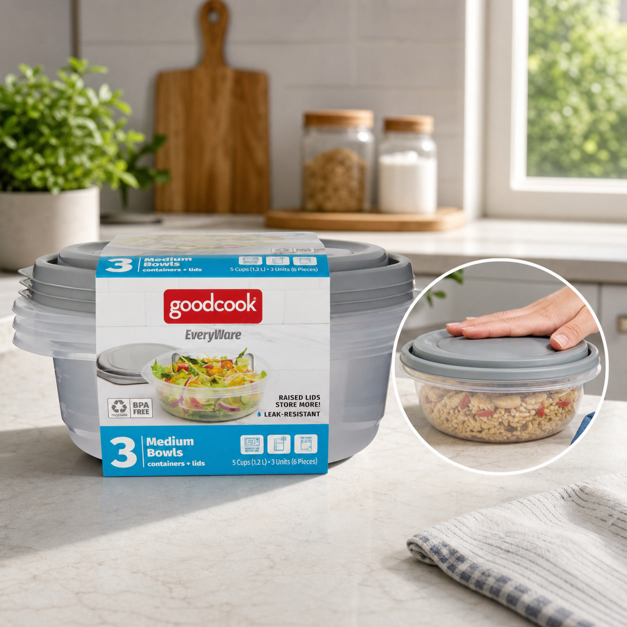 ชุดภาชนะเก็บอาหารทรงกลม 6 ชิ้น - Meal Prep Containers บทวิจารณ์และราคา