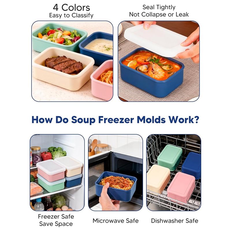 แม่พิมพ์ซิลิโคนสำหรับแช่แข็ง A - Meal Prep Containers บทวิจารณ์และราคา