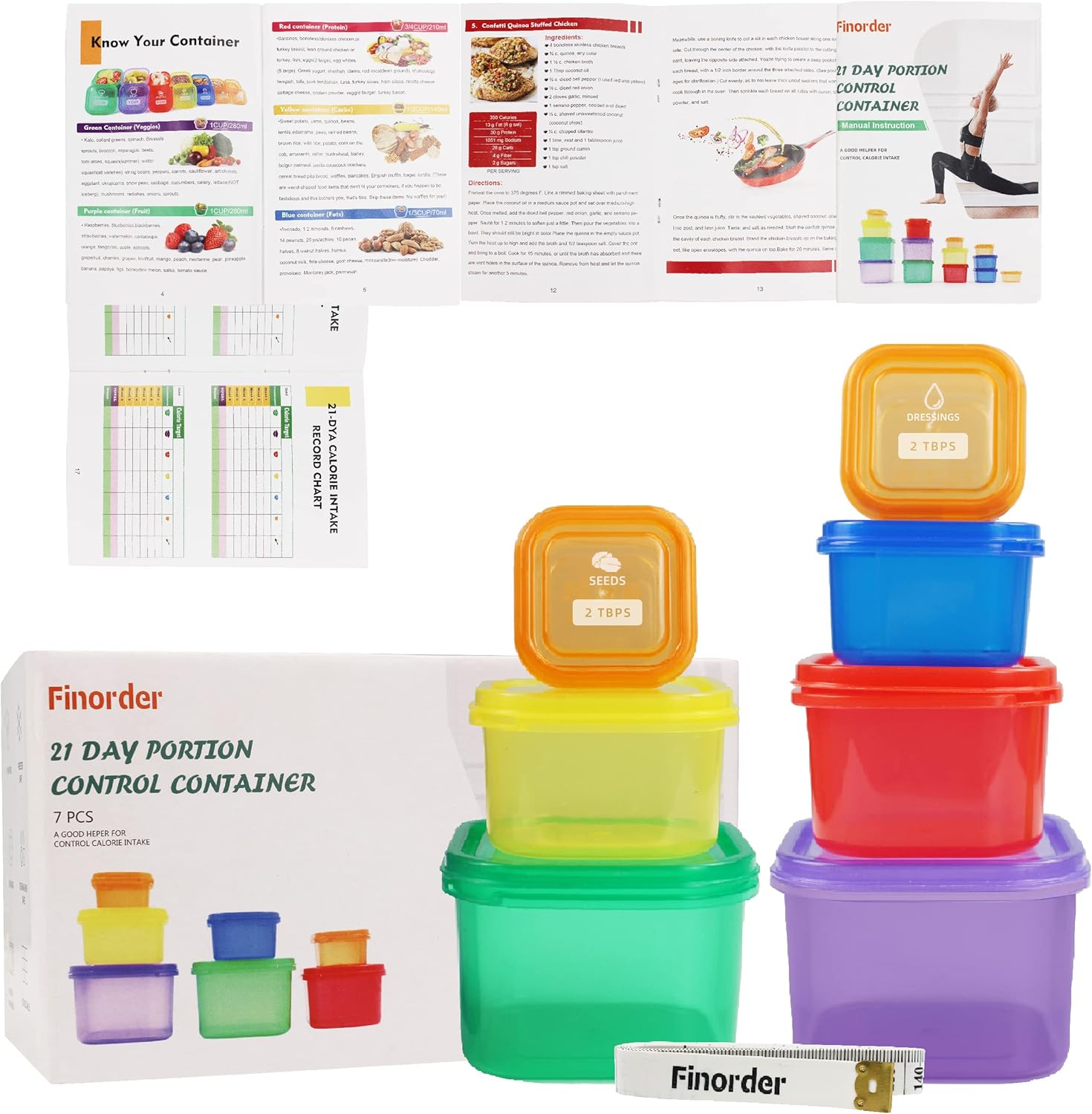 7 ชิ้น 21 วันส่วนควบคุมชุดคอนเ - Meal Prep Kit บทวิจารณ์และราคา